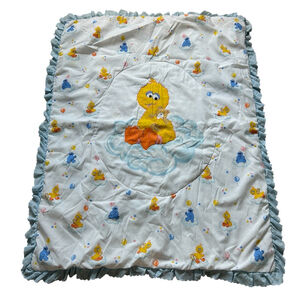 Vintage 80’s Sesame Street Baby Blanket Big Bird & Cookie Monster Jim Henson’s